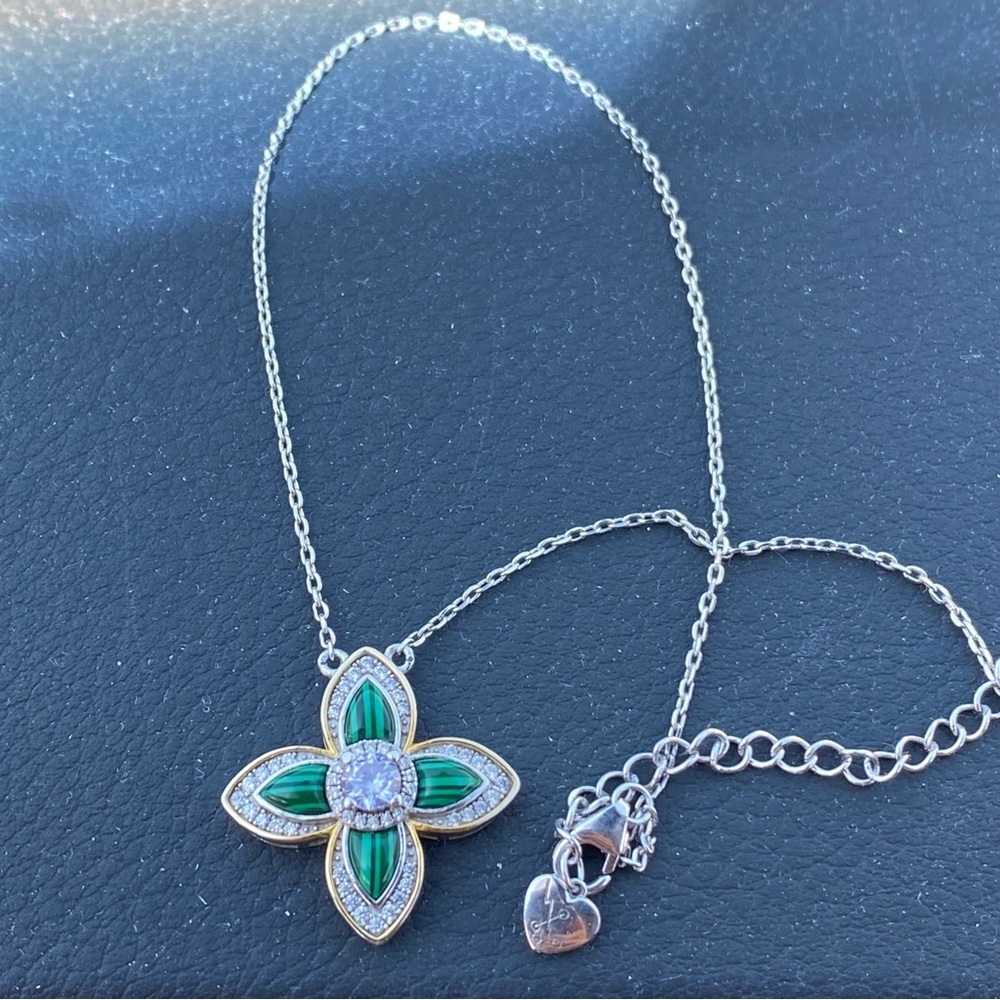S925 Necklace Sterling Silver sweet 4 leaf flower with crystal necklace